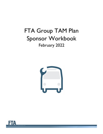 FTA TAM Group Plan Sponsor Workbook - Federal Transit Administration