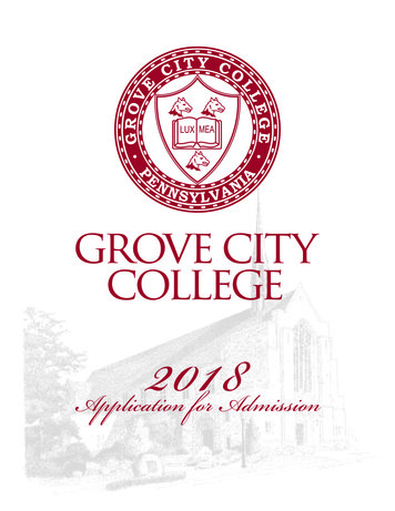 Application For Admission - Grove City College