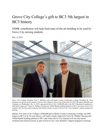 Grove City College's Gift To BC3 5th Largest In BC3 History