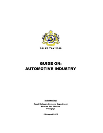 Guide On Automotive Industry - Customs.gov.my