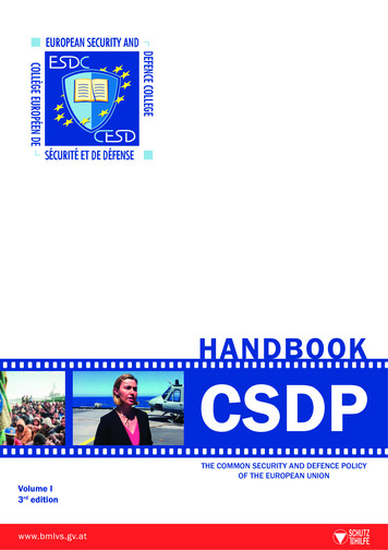 Handbook On CSDP 3rd Edition - European External Action Service