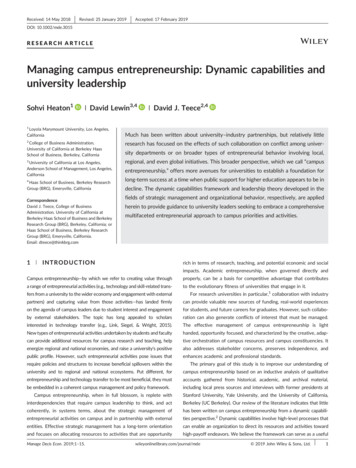 Managing Campus Entrepreneurship: Dynamic Capabilities And University .