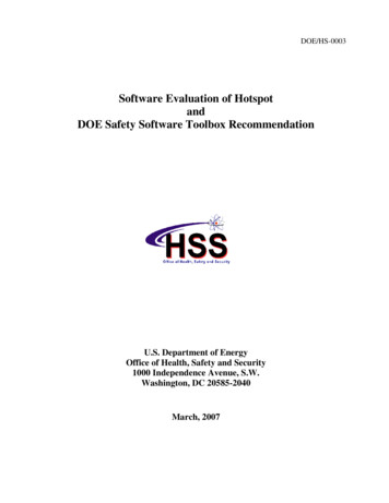 Software Evaluation Of Hotspot And DOE Safety Software Toolbox .