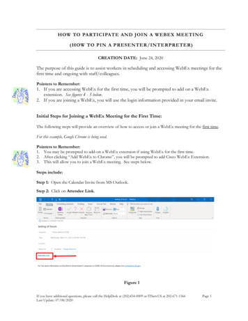 HOW TO PARTICIPATE AND JOIN A WEBEX MEETING (HOW TO PIN A . - Cfsa