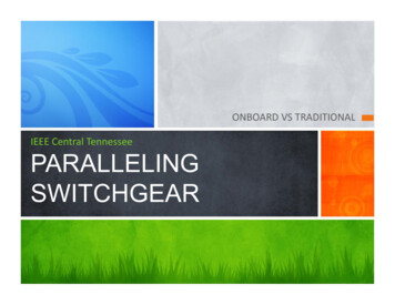 ONBOARD VS TRADITIONAL IEEE Central Tennessee PARALLELING SWITCHGEAR