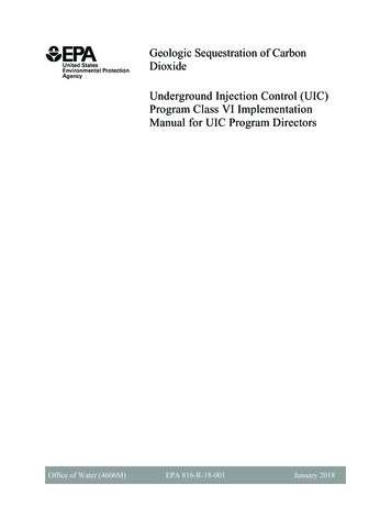 Underground Injection Control (UIC) Program Class VI Implementation .
