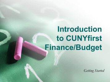 Introduction To CUNYfirst Finance/Budget - Brooklyn.cuny.edu
