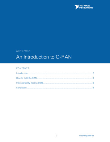 WHITE PAPER An Introduction To O-RAN