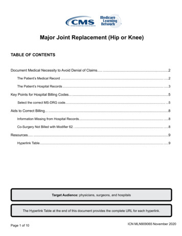 Major Joint Replacement (Hip Or Knee) - Centers For Medicare & Medicaid .