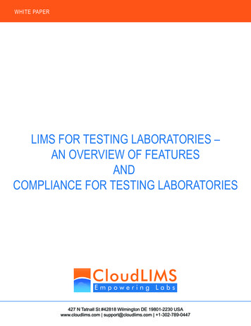 LIMS FOR TESTING LABORATORIES - AND COMPLIANCE FOR . - CloudLIMS