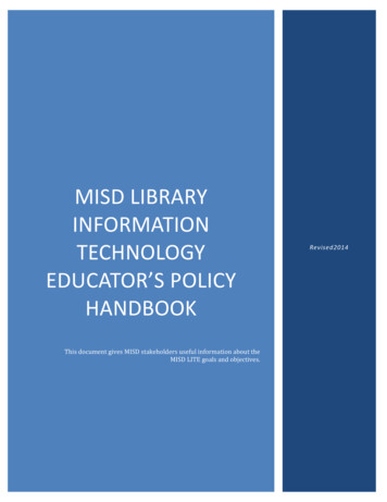 Misd Library Information Technology Educator'S Policy Handbook