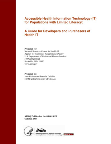 Accessible Health Information Technology (IT) For Populations With .