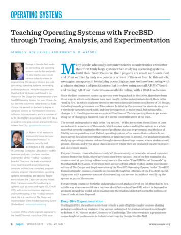 Teaching Operating Systems With FreeBSD Through Tracing . - USENIX