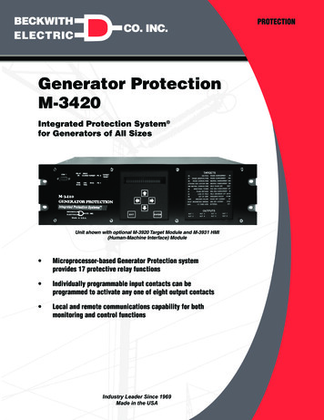 Generator Protection M‑3420 - Beckwith Electric