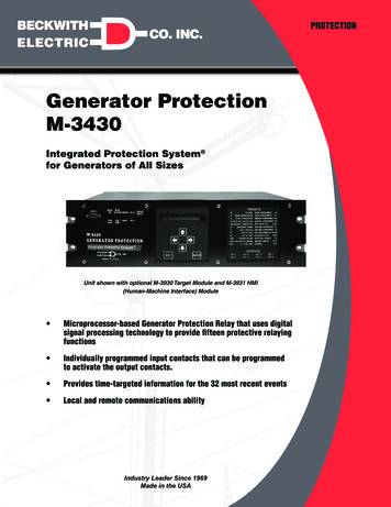 Generator Protection M‑3430 - Beckwith Electric