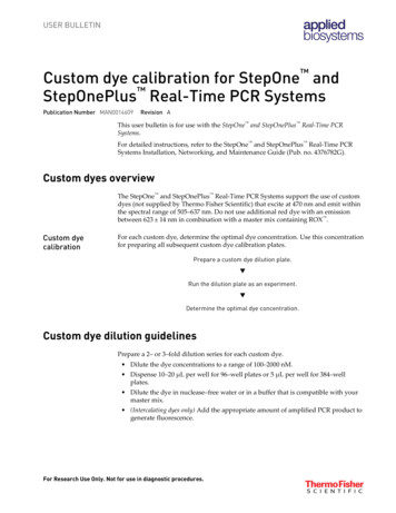 Custom Dye Calibration For StepOne And StepOnePlus Real-Time PCR .
