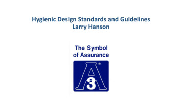 Hygienic Design Standards And Guidelines Larry Hanson