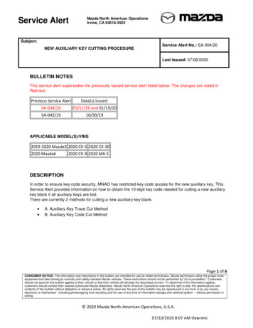 Service Alert Mazda North American Operations Irvine, CA 92618-2922
