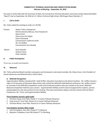 CONNECTICUT TECHNICAL EDUCATION AND CAREER SYSTEM BOARD Minutes Of .