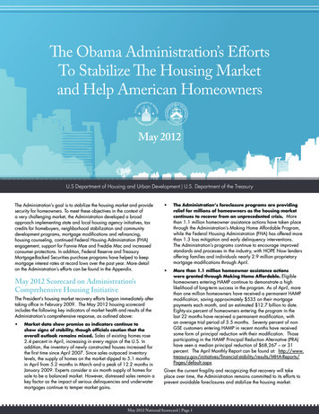  E Obama Administration's Eﬀ Orts To Stabilize E Housing Market And .