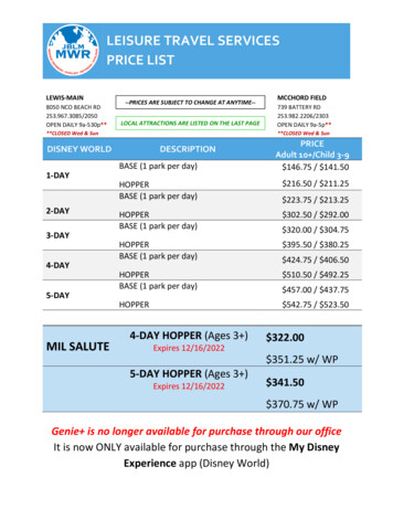 LEISURE TRAVEL SERVICES PRICE LIST - Army MWR