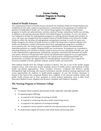 Graduate Program In Nursing Course Catalog : 2008-2009 - Simmons University