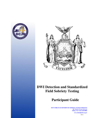DWI Detection And Standardized Field Sobriety Testing Participant Guide