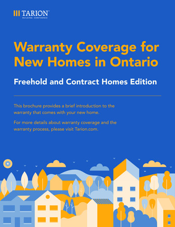 Online Freehold Warranty Brochure - Tarion Landing Page