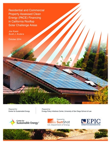 Residential And Commercial Property Assessed Clean Energy (PACE .