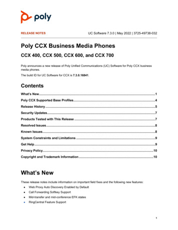 Poly CCX Business Media Phones Release Notes 7.2 - Plantronics