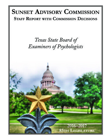 Psychologists Staff Report With Commission Decisions - Texas