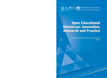 Open Educational Resources: Innovation, Research And Practice