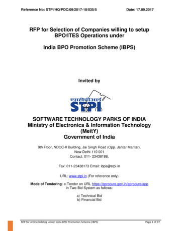 RFP For Selection Of Companies Willing To Setup BPO/ITES . - STPI