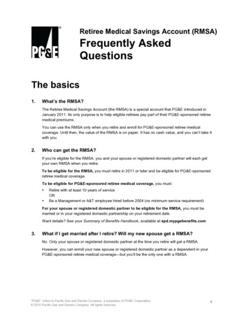 Retiree Medical Savings Account (RMSA) Frequently Asked Questions