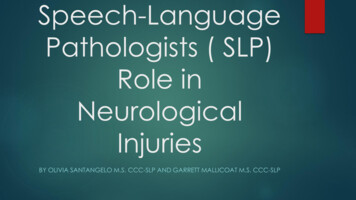 Speech-Language Pathologists ( SLP) Role In Neurological Injuries