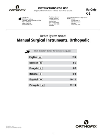 Device System Name: Manual Surgical Instruments, Orthopedic