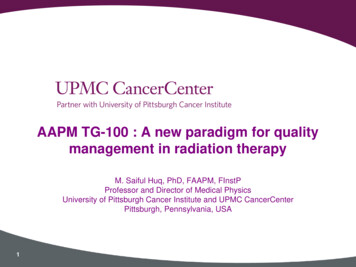 A New Paradigm For Quality Management In Radiation Therapy - AAPM