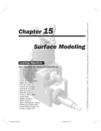 Chapter 15 Surface Modeling CADCIM Technologies, USA. For Engineering .