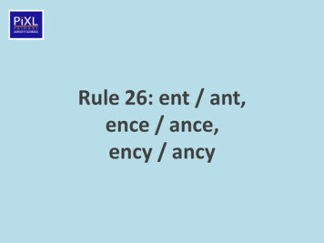 Rule 26: Ent / Ant, Ence / Ance, Ency / Ancy - Middleton Primary School
