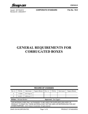 GENERAL REQUIREMENTS FOR CORRUGATED BOXES - Snap-on