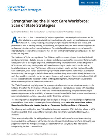 Strengthening The Direct Care Workforce: Scan Of State Strategies - CHCS