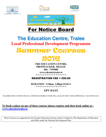 Local Professional Development Programme Summer Courses 2016