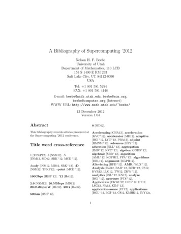 A Bibliography Of Supercomputing '2012 - University Of Utah