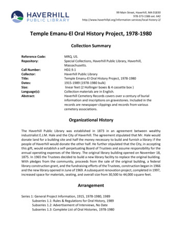 Temple Emanu-El Oral History Project, 1978-1980
