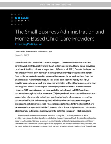 The Small Business Administration And Home-Based Child Care Providers