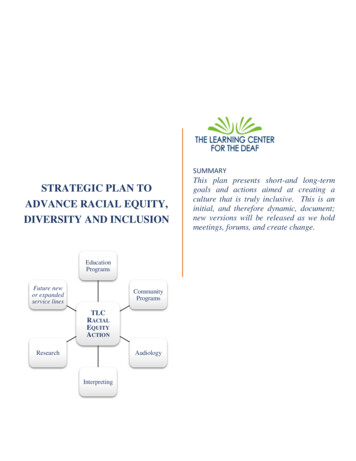 Strategic Plan To Advance Racial Equity, Diversity And Inclusion
