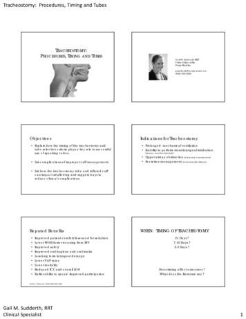 Tracheostomy-Procedures Timing And Tubes9-27-11 Handout Version