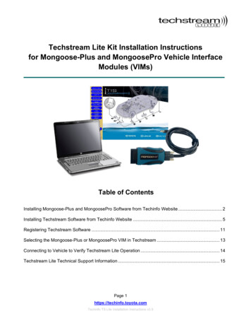 Techstream Lite Kit Installation Instructions For Mongoose . - Toyota