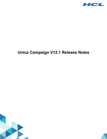 Unica Campaign Release Notes