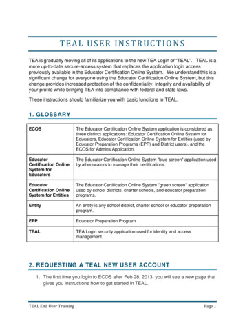 TEAL USER INSTRUCTIONS - Conroe ISD